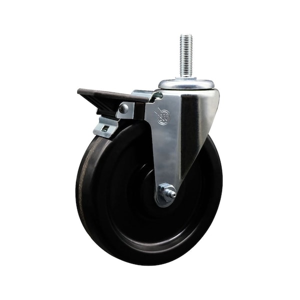 6 Inch Phenolic Wheel Swivel 58 Inch Threaded Stem Caster with Brake SCC